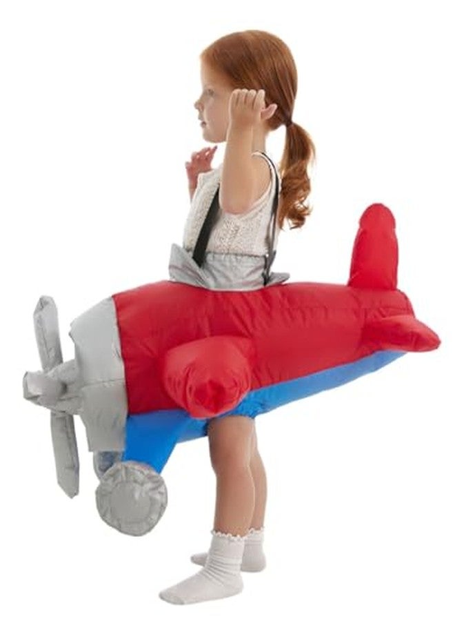HSCTEK Inflatable Airplane Costume Toddler Boys Girls, Blow up Flying Plane Cosplay Kids, Flight Halloween Rider Clothes Child 012345T Red - Image 3